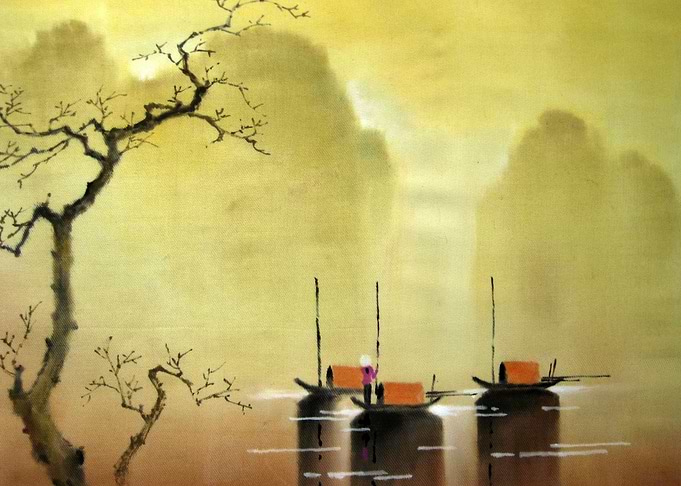 Vietnamese silk paintings