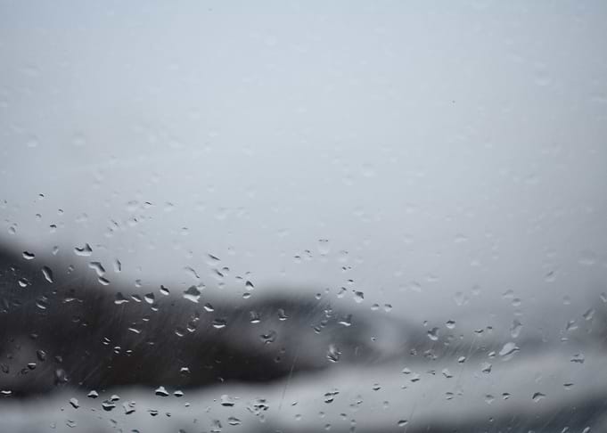 Glass and droplets of rain