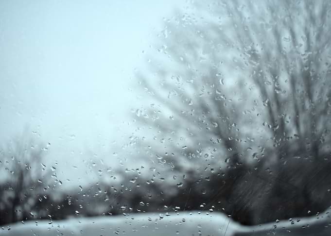Glass and droplets of rain