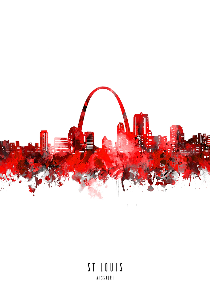 st louis watercolor red