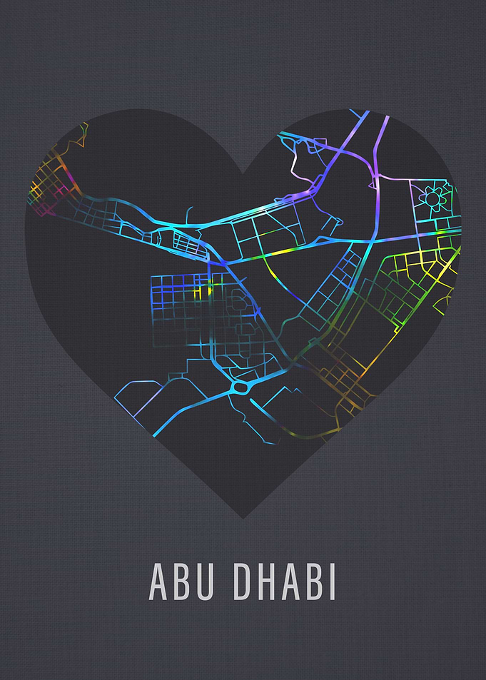 Abu Dhabi Heart Map Love