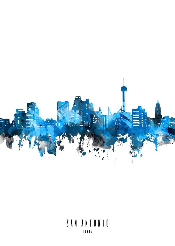 san antonio watercolor blu