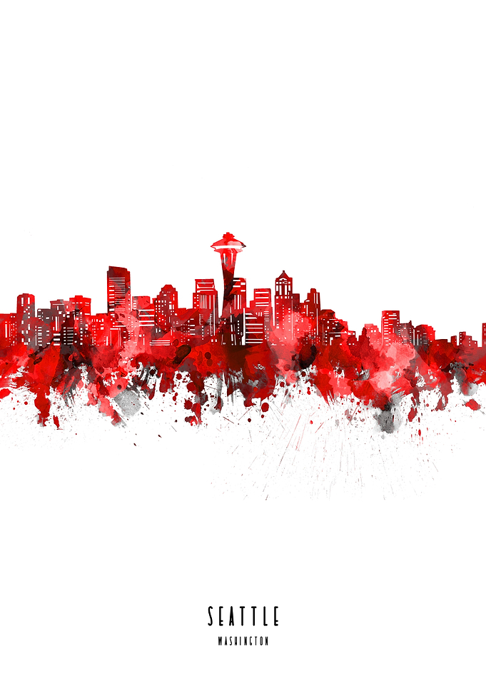 seattle watercolor red