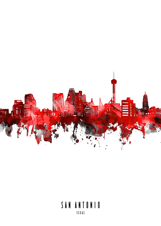 san antonio watercolor red