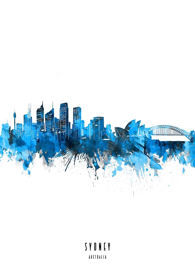 sydney watercolor blue