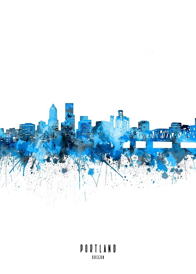 portland watercolor blue