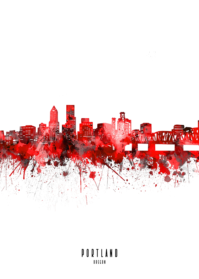 portland watercolor red