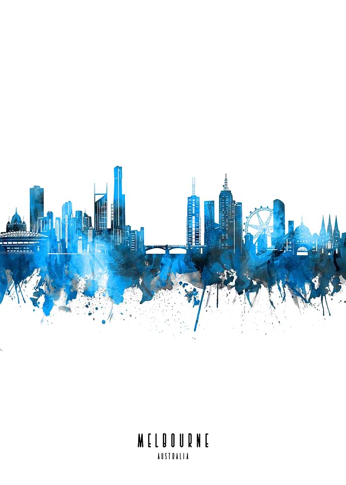 melbourne watercolor blue