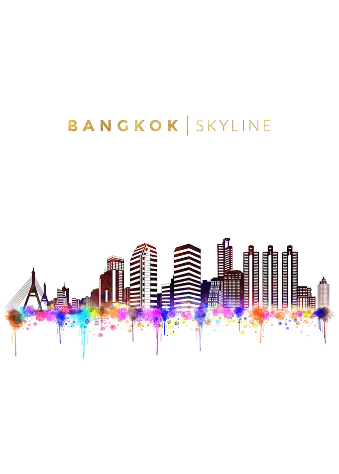 Bangkok Skyline Watercolor