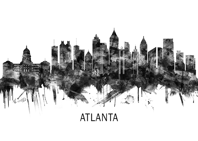 Atlanta Georgia Skyline BW