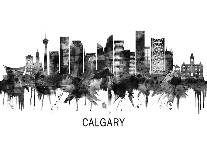 Calgary Canada Skyline BW