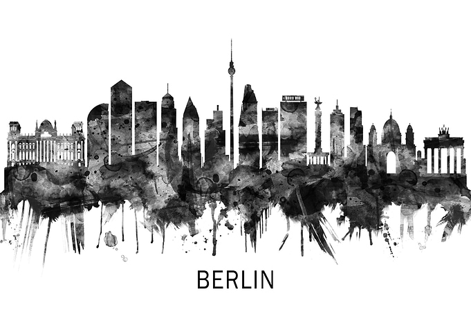 Berlin Germany Skyline BW