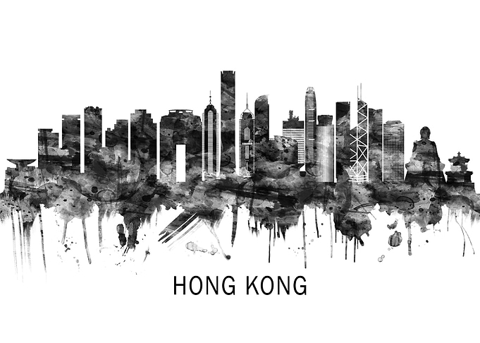 Hong Kong China Skyline BW