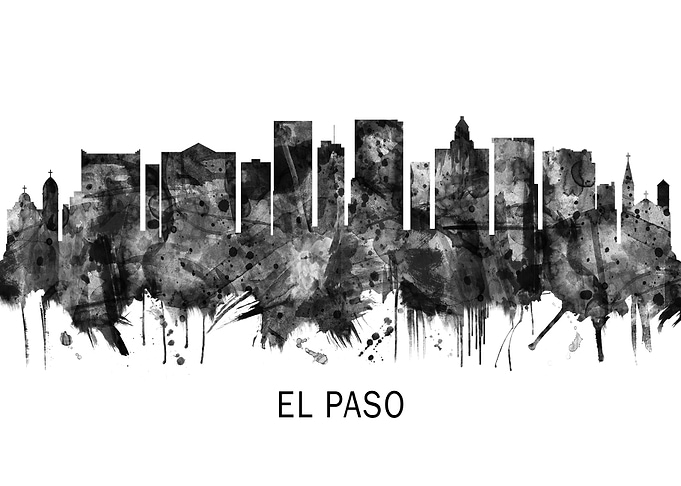 El Paso Texas Skyline BW