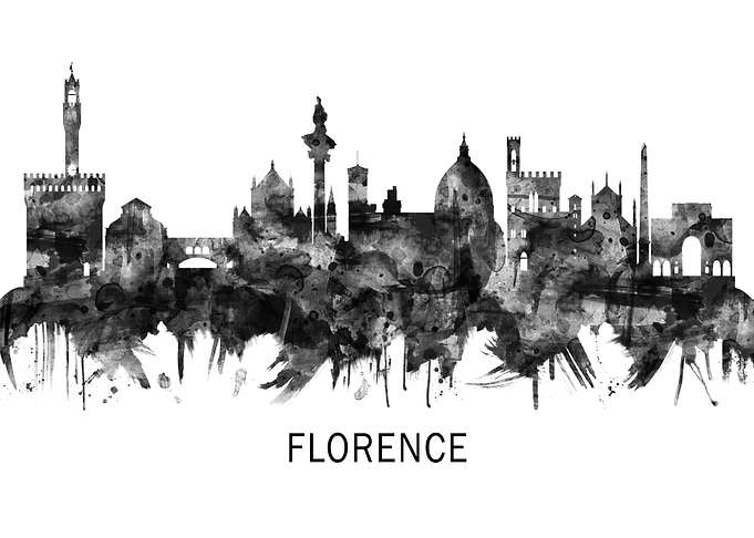 Florence Italy Skyline BW