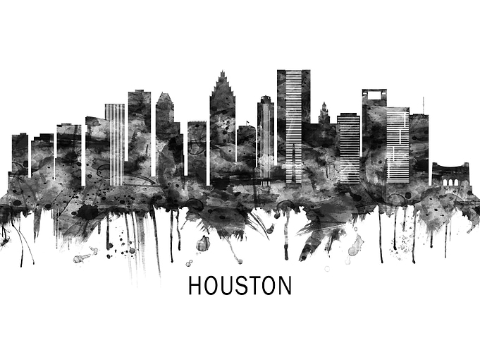 Houston Texas Skyline BW