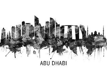 Abu Dhabi UAE Skyline BW