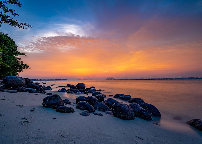 Sunset in Singapore Beach
