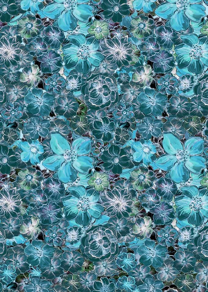 Neon Blue Flowers