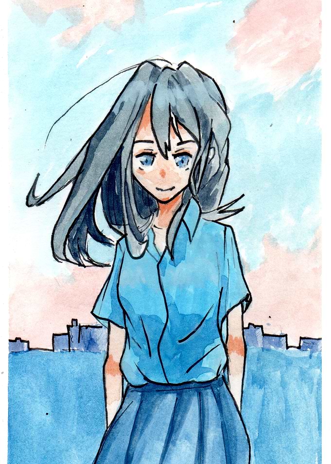 Girl in sunset
