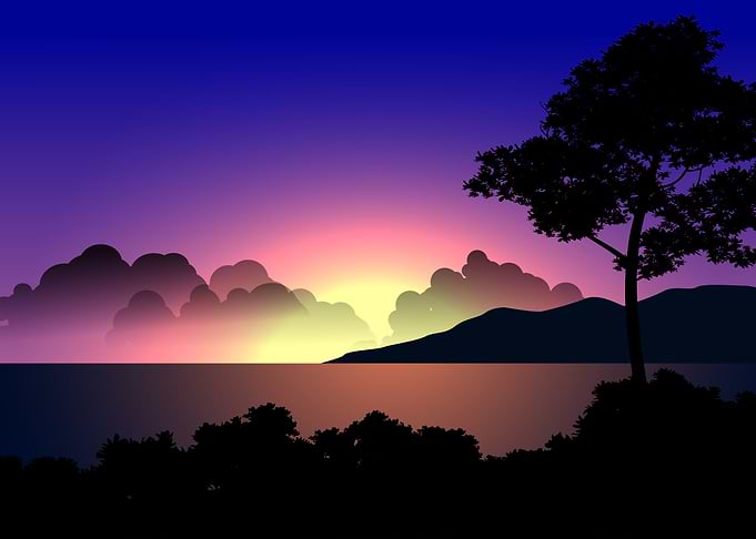 lake at sunset