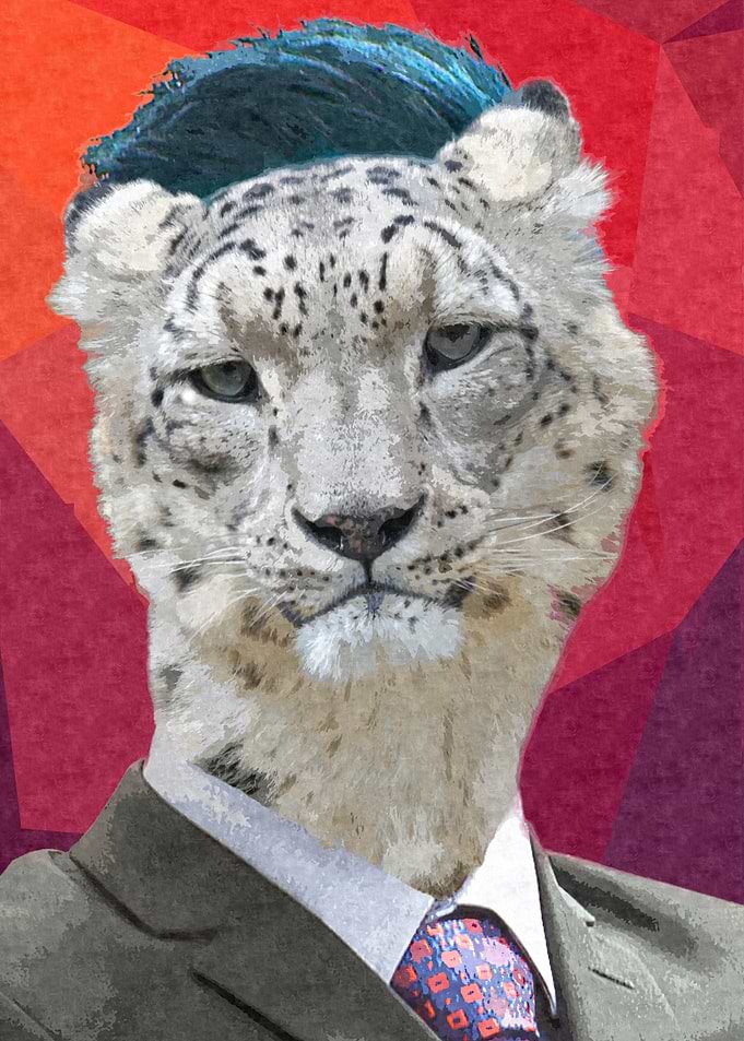 Snow Leopard in suit