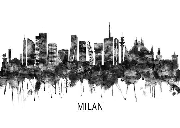 Milan Italy Skyline BW