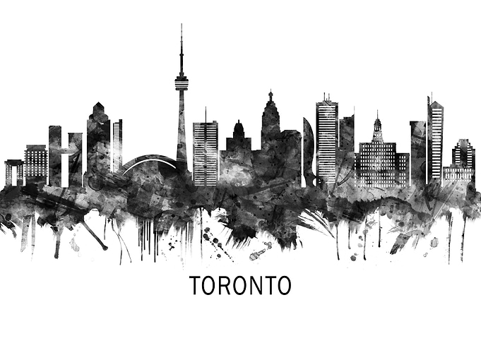 Toronto Canada Skyline BW