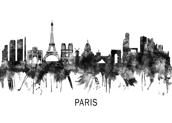 Paris France Skyline BW