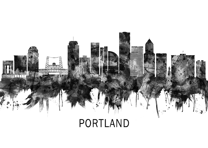 Portland Oregon Skyline BW