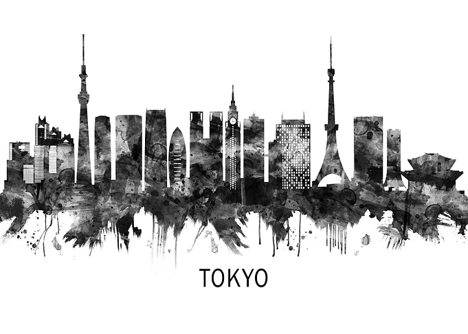 Tokyo Japan Skyline BW