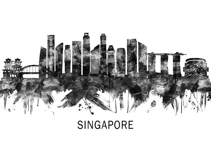 Singapore Skyline BW