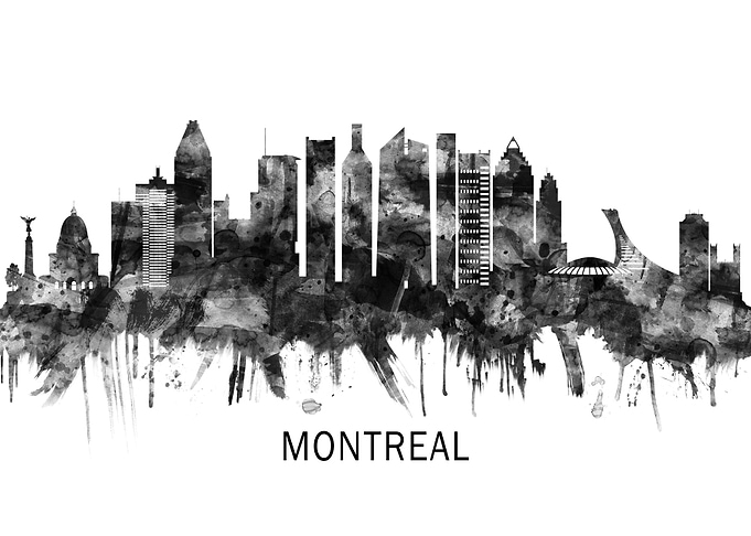 Montreal Canada Skyline BW