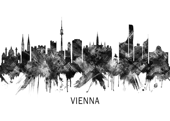 Vienna Austria Skyline BW