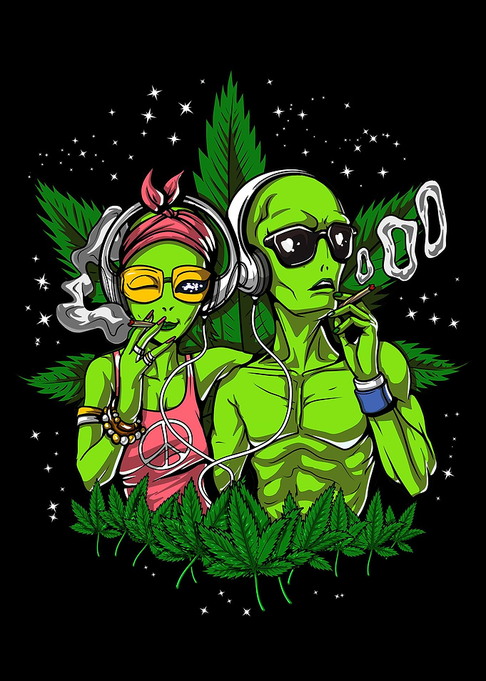 Hippie Aliens Smoking Weed