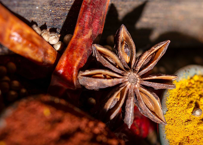 star anise and chilies