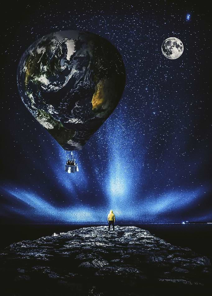 Globe Earth Balloon in sky