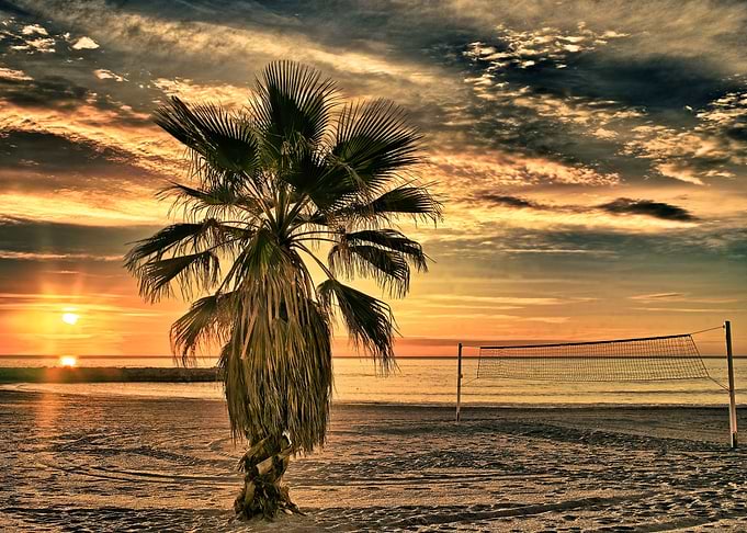 Sundown on the beach