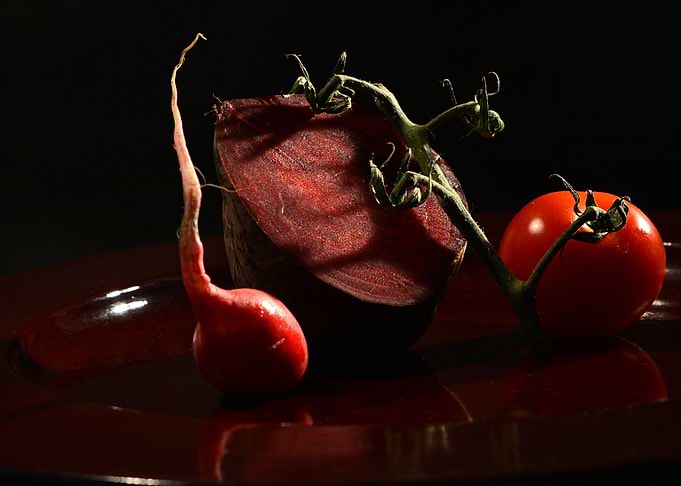 food still life in red
