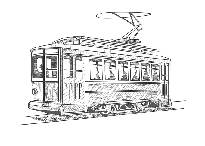 Hand Drawn Cable Car