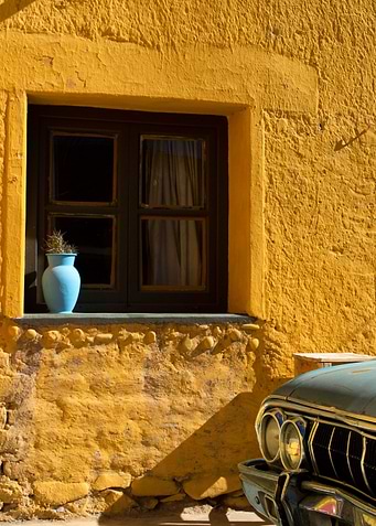 Vintage yellow and blue