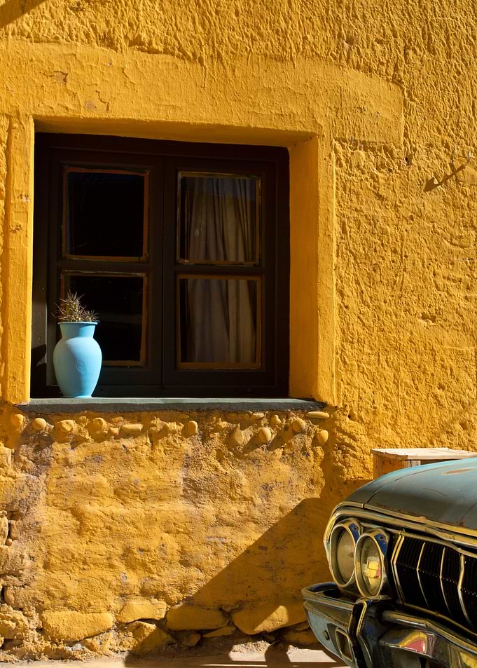 Vintage yellow and blue