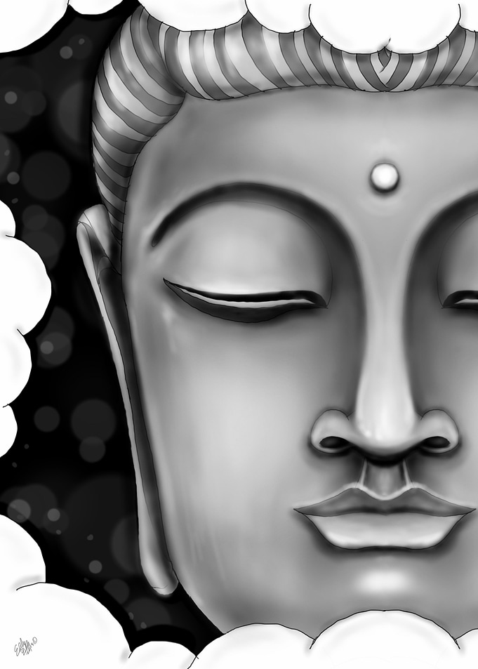 Buddha BW E Drawing