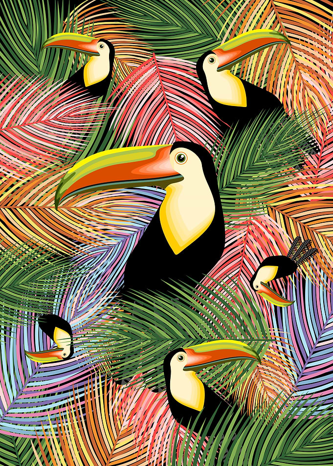 Toucans and Palm Leaves