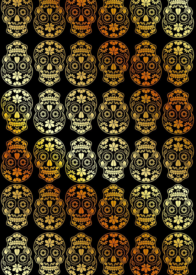 Golden calavera skulls