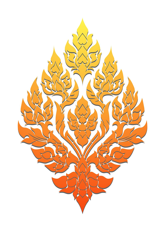 thai pattern gold red