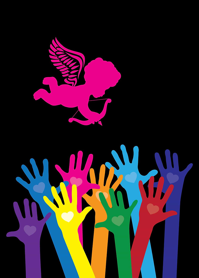 love hands and cupid