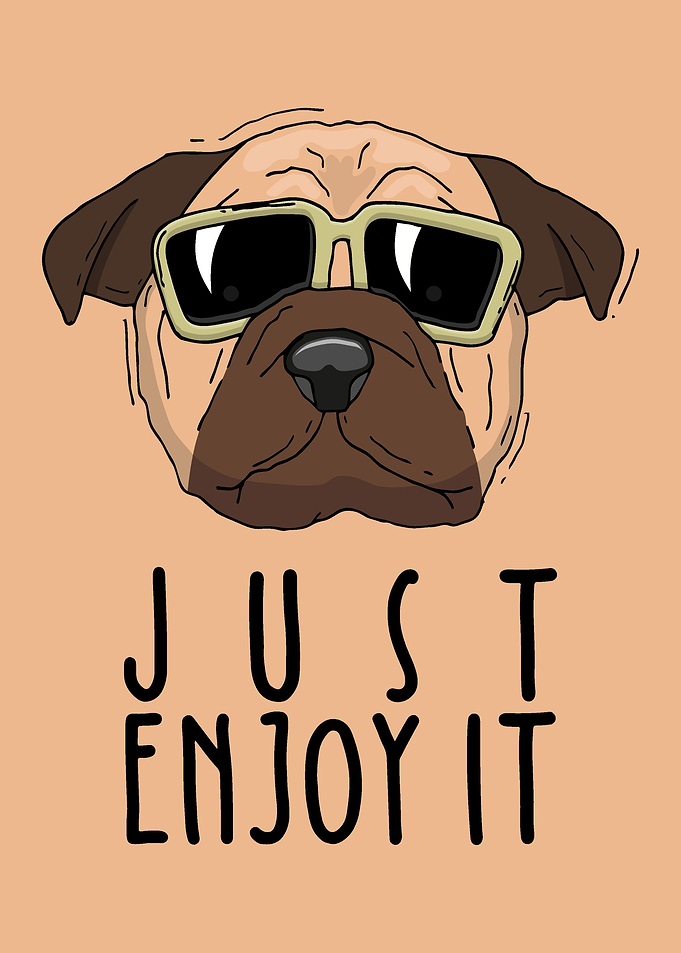 Pug with slogan