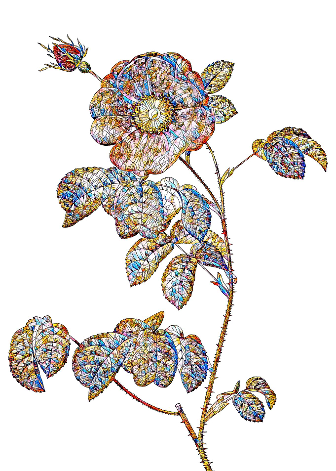 Stained Glass Rose Flower