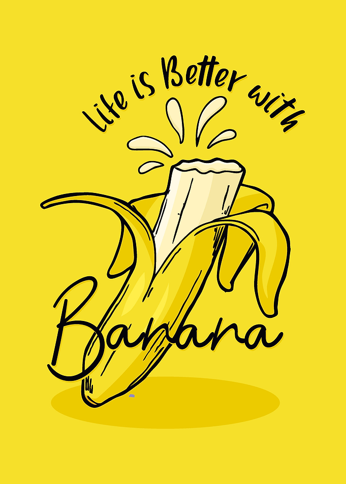 Banana with slogan